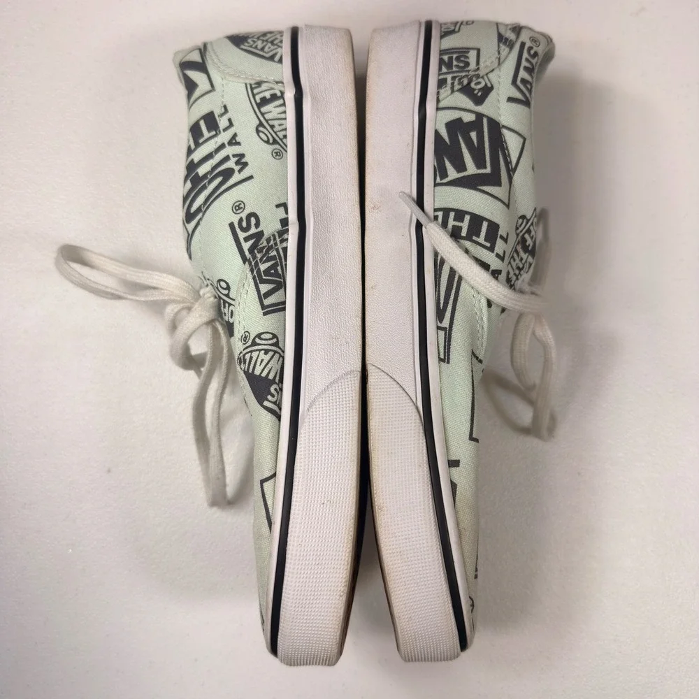Vans Authentic Off The Wall Logo Print Mint Green Sneakers Womens 8.5